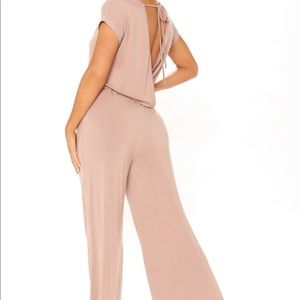 Short sleeve jumpsuit color mocha